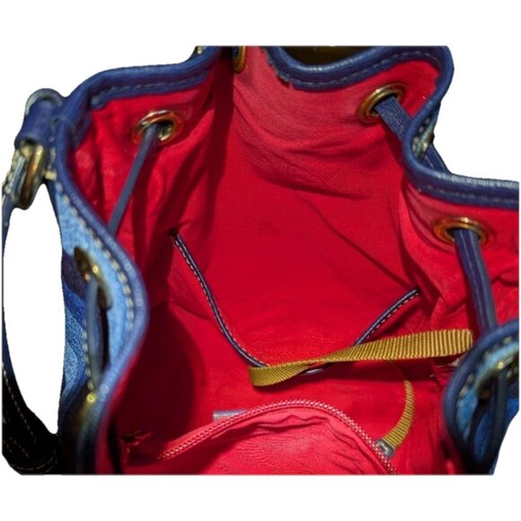 Dooney & Bourke Chevron Blue Kendall Pebbled Leather Handbag Crossbody Tote - Picture 9 of 12